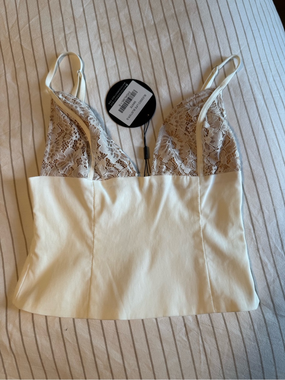 White Fox Boutique Lace Trim Cami Tank - Cream